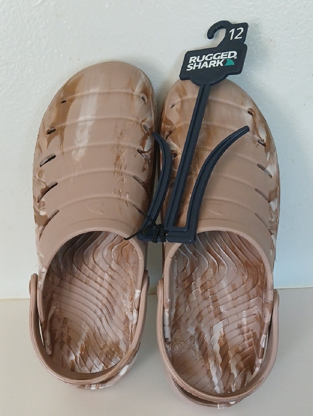 Men's Size 12 Rugged Shark Tan Clogs. Great For Water Activities.